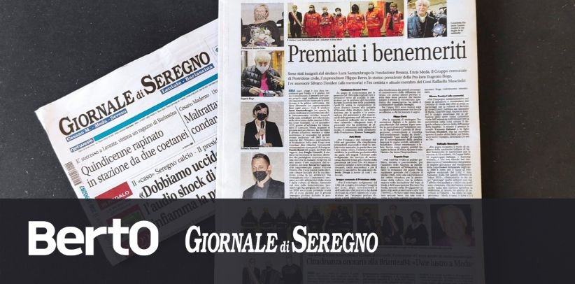 Premiati benemeriti: Filippo Berto articolo su Il Giornale di Seregno